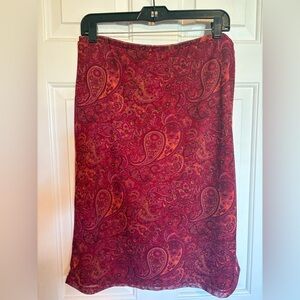 Express Red Paisley A-Line Skirt